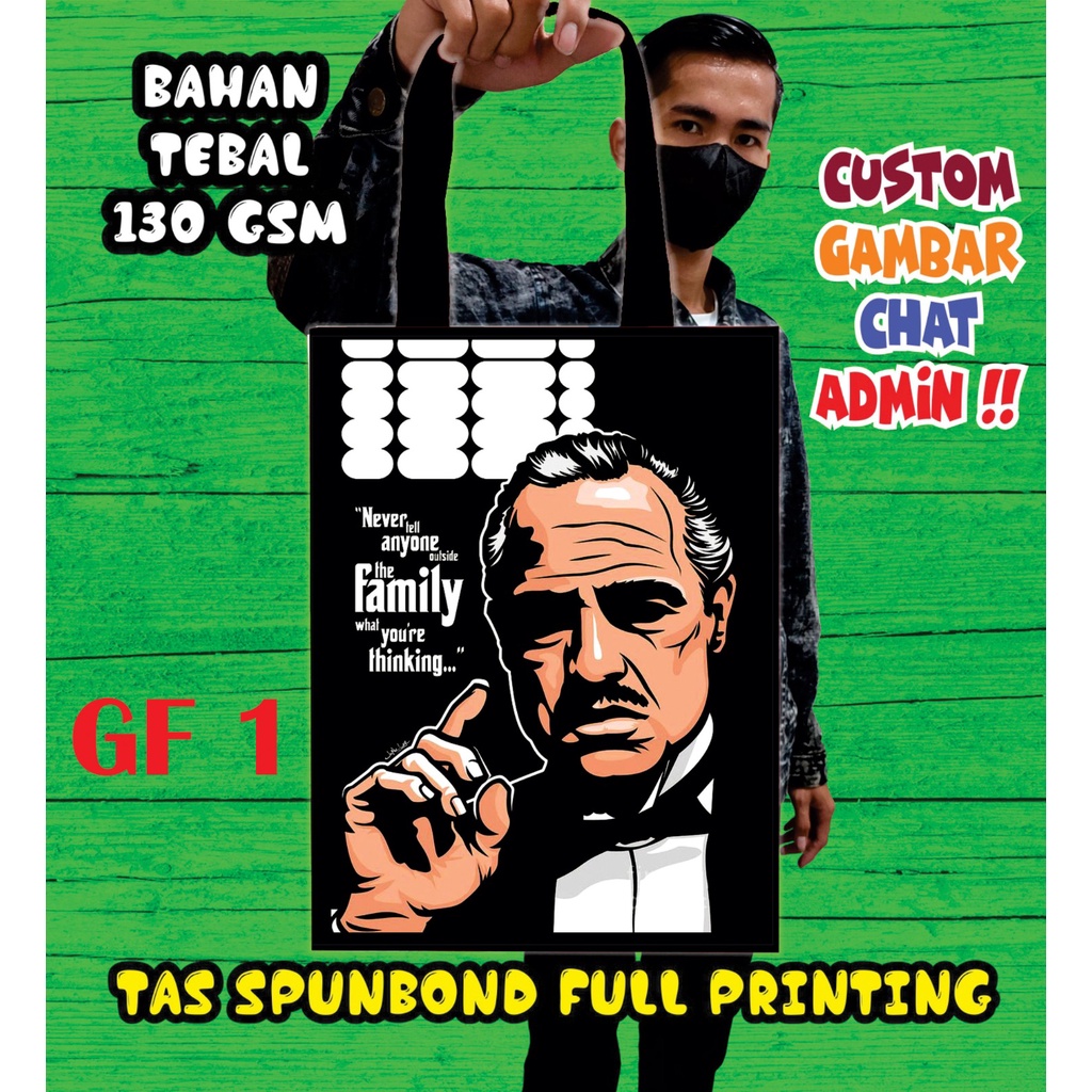 

Tas Spundbond God Father/Tas Belanja Custom/Shopping Bag Printing/Tas Souvenir/Tas Custom