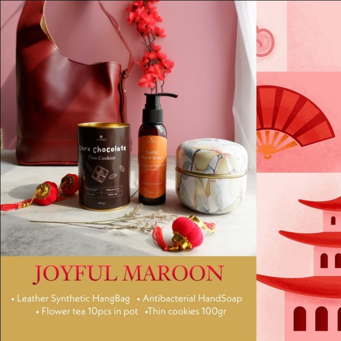 

(COD) Hampers Imlek Chinese New Year Paket Peach Gum Lengkap Premium - JOYFUL MAROON