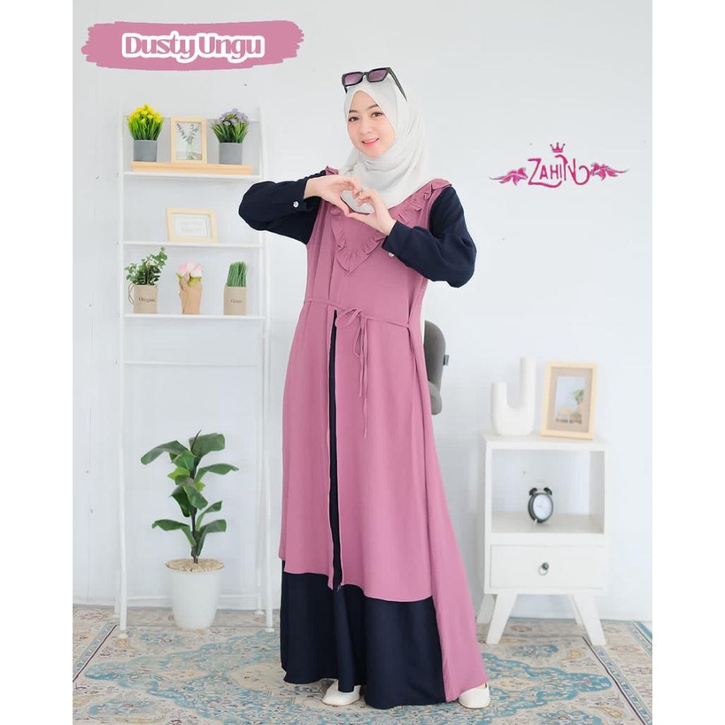 MERONA-GAMIS CRINKLE NIKIA DRESS ORIGINAL ZAHIN 2LAYER/gamis ruffle dada/gamis zahin lebaran