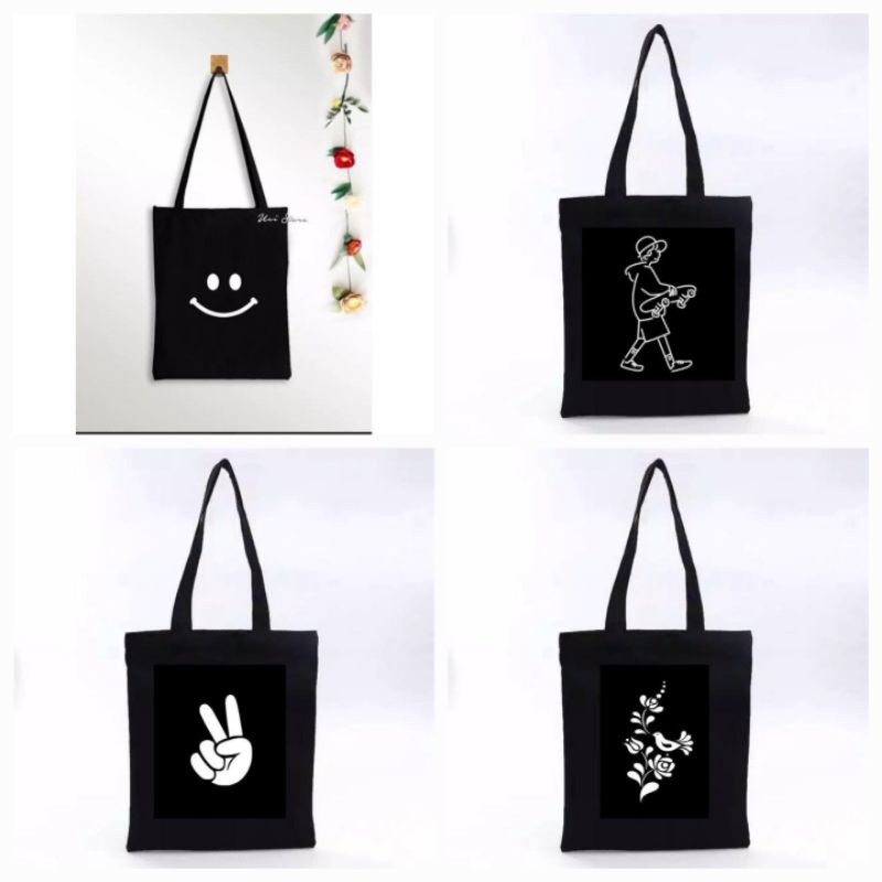 TAS TOTEBAG KARAKTER PAKAI PEREKAT / TAS TOTE BAG KEKINIAN