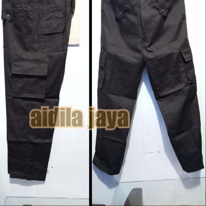 ♫ CELANA PDL SATPAM COKLAT GELAP bahan twist HALUS ✻