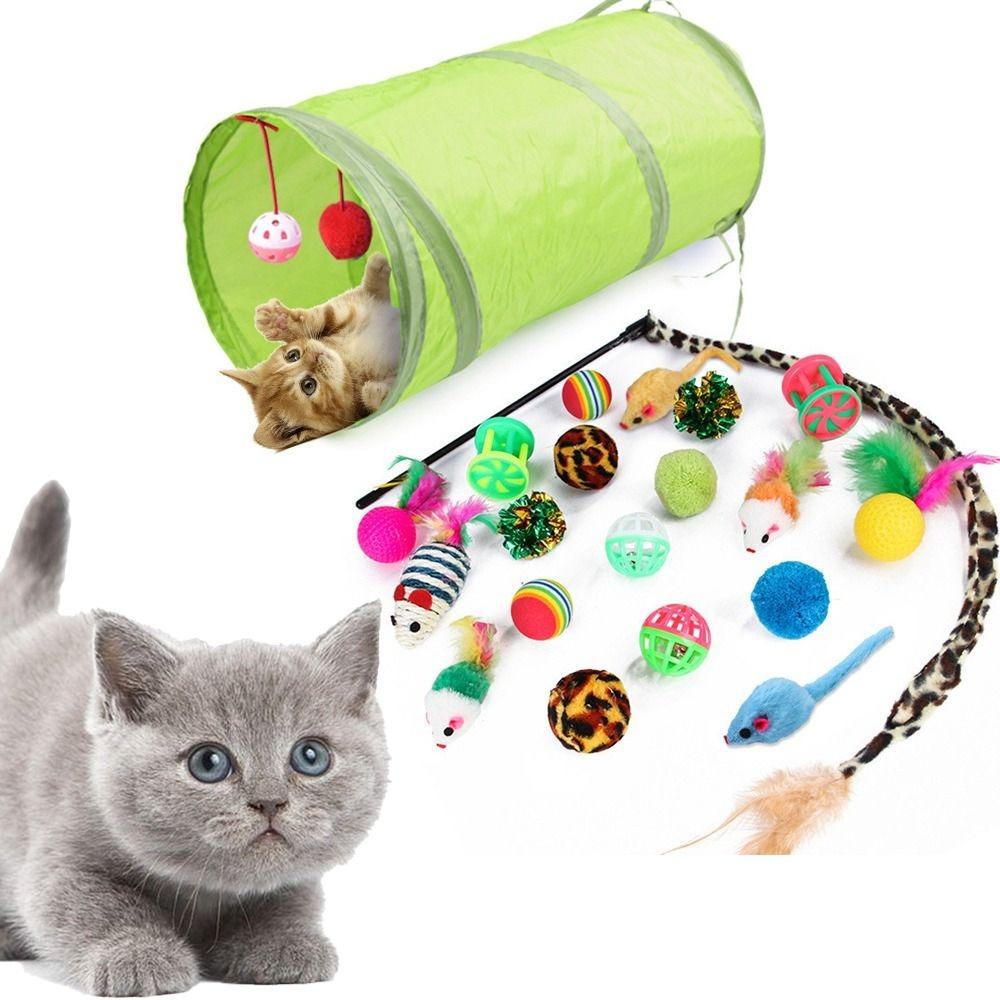 Solighter 21pcs Mainan Interaktif Kucing Indoor Terbaik Bentuk Tikus Bola Kitten Toys