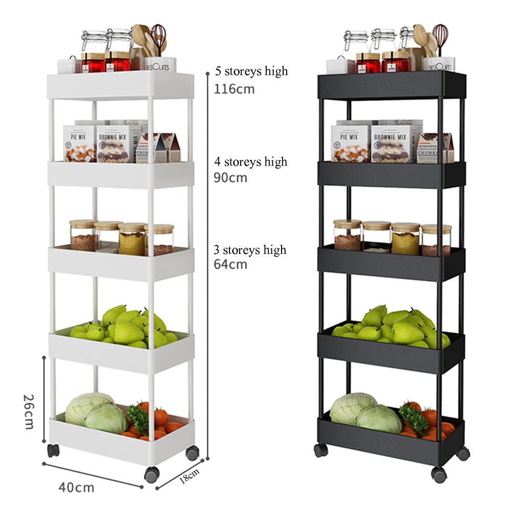 Rak Susun Roda 5 Tingkat Plastik Troli Rolling Storage Cart Serbaguna