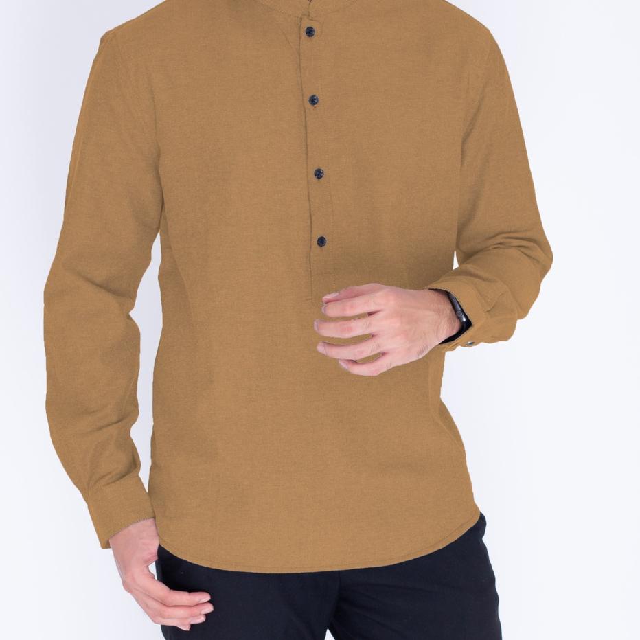 Baru Koko Ku Pria Panjang Krem - Baju Muslim Pria Lengan Panjang Krem - Kemeja Pria Lengan Panjang K