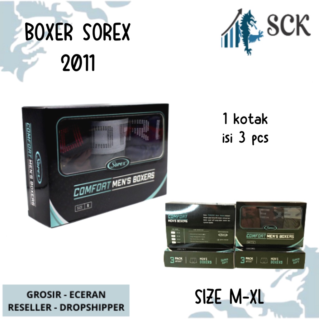 [ISI 3] CD Pria SOREX 2011 Model BOXER / Pakaian Dalam Pria Celana Dalam M-XL