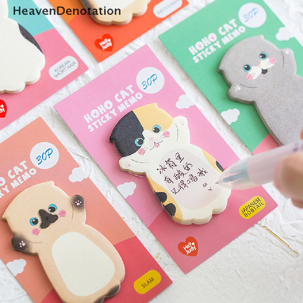 [HeavenDenotation] Cute Cat Series Sticky Note Stiker Pesan Siswa N Times Memo Pad Scrapbooking Sekolah Label Alat Tulis HDV