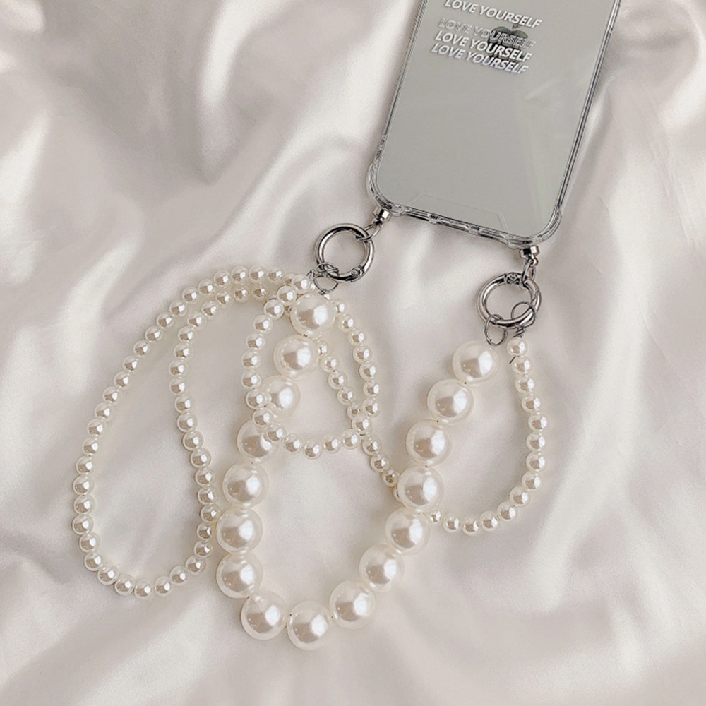 Ins Pearl Beads Phone Extend Chain Strap DIY Lanyard Aksesoris Tali Bahu Mutiara Panjang Untuk Wanita Perempuan