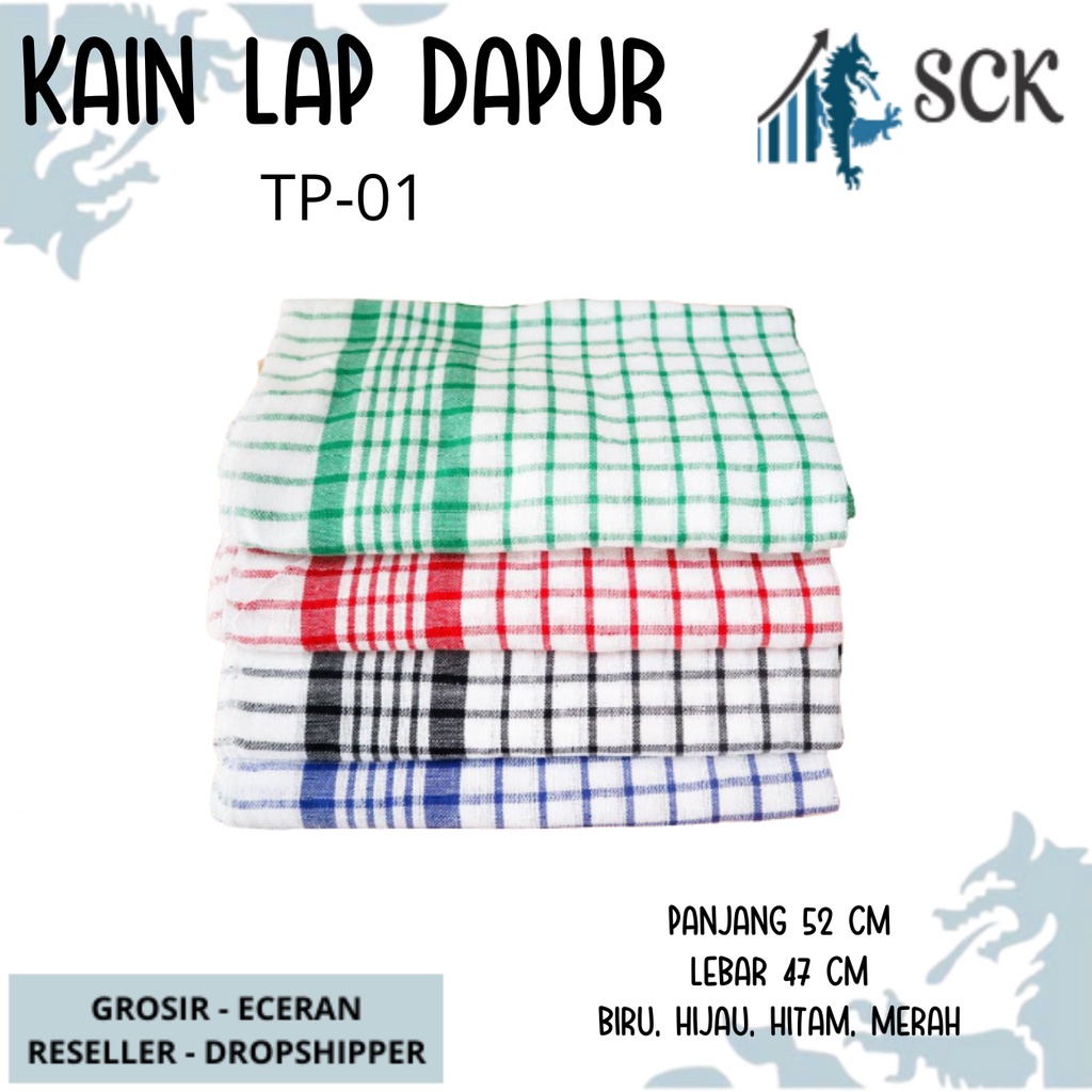 [ISI 3] Serbet CAP DAUN TP-01 / LAP DAPUR MAKAN MOTIF KOTAK KAIN KATUN - sckmenwear GROSIR