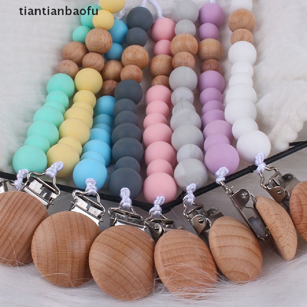 [tiantianbaofu] Baru Lahir Dot Makan Bayi Manik-Manik Dot Klip Rantai Nipple Holder Butik