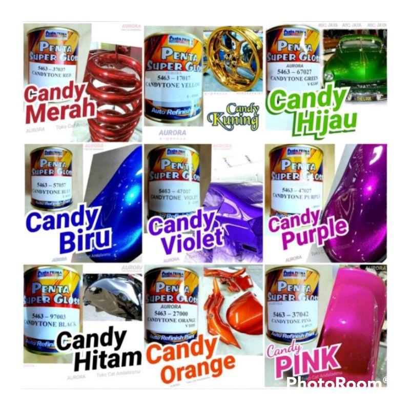 CAT PENTA  SUPER GLOSS  CANDYTONE-CANDY  MERAH/KUNING/HITAM/HIJAU/PINK/BIRU/VIOLET/ORANGE/UNGU -  ISI 200 GRAM