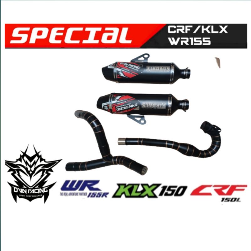 knalpot 2cabang original DVN untuk motor crf,klx,wr155(freelasernama)suara ngebass