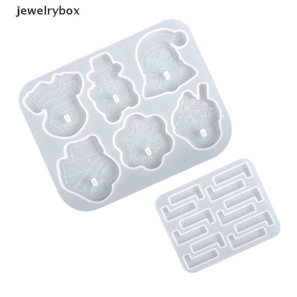 [jewelrybox] Natal DIY Kristal Epoxy Resin Cetakan Rak Dapur Gratis Punch Hook Cetakan Natal Resin Liontin Kulkas Kait Cetakan Untuk Dekorasi Rumah Butik