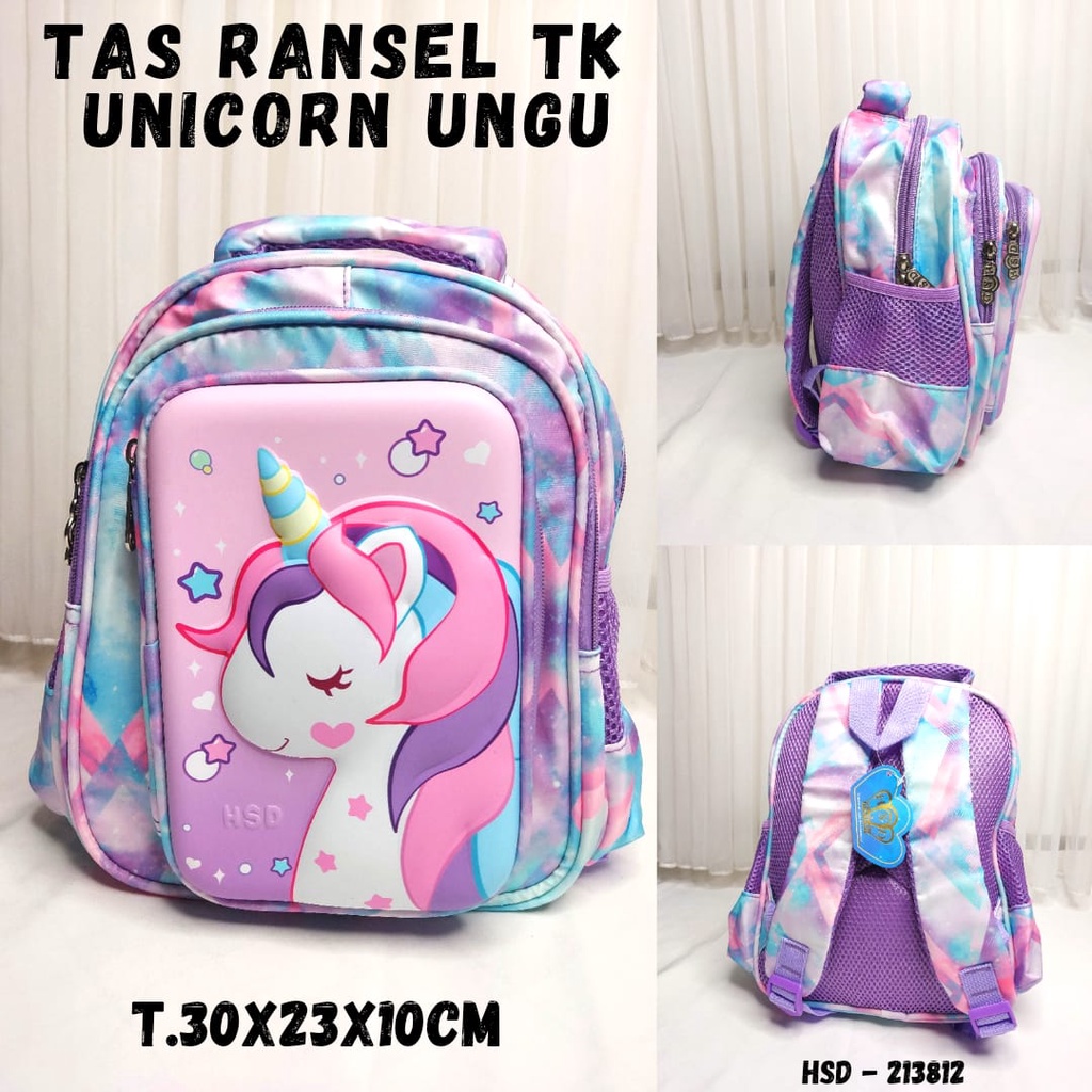 Tas Ransel Sekolah Anak Perempuan + Kotak Pensil ukuran TK Unicorn