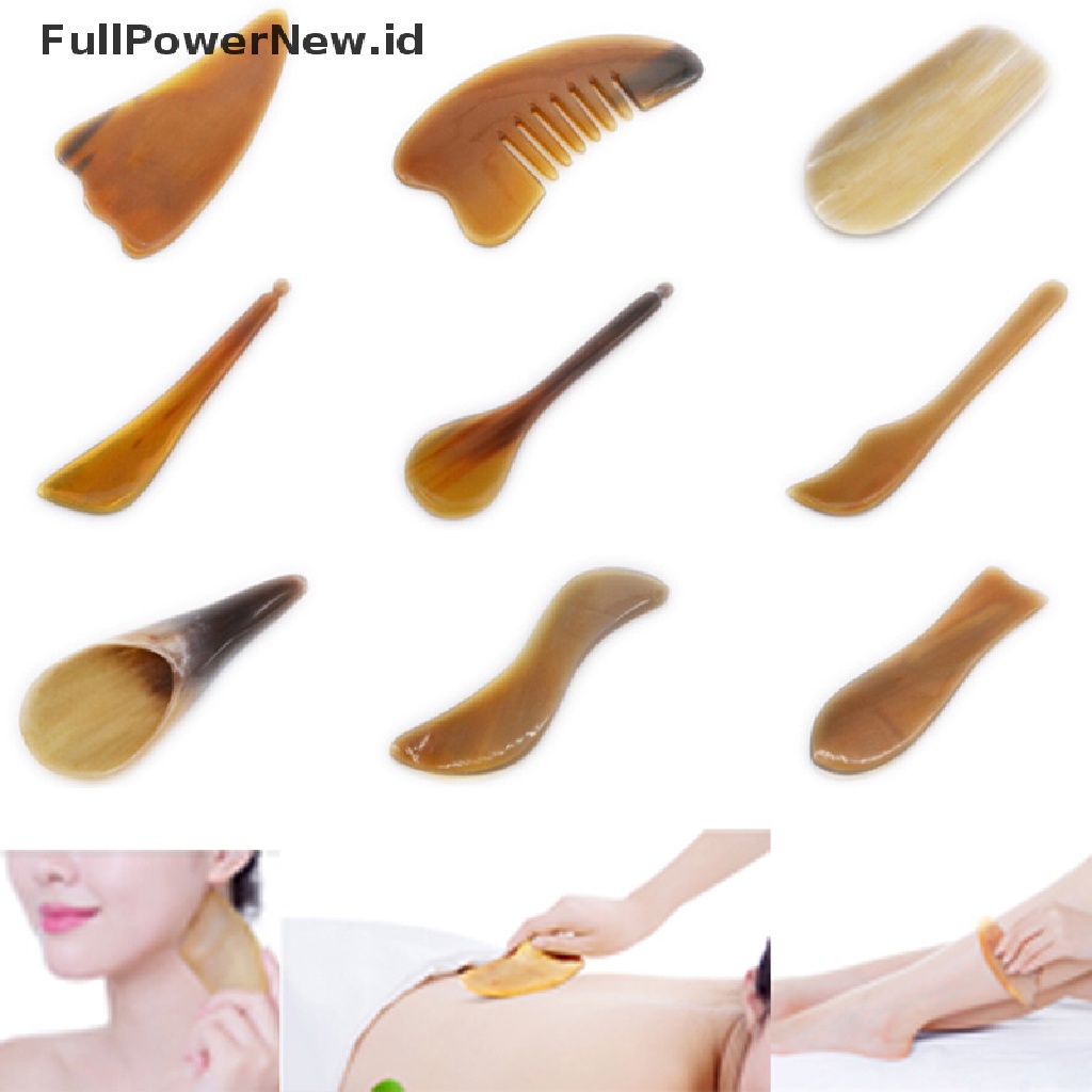 Power 1X Tanduk Kerbau Alami Antistress Guasha Alat Pijat Akupuntur SPA Massager ID