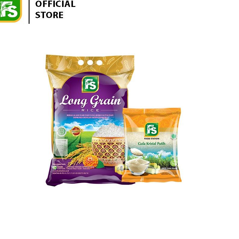 

☺ Food Station Bundling- FS Long Grain Purple 4 Kg Plus FS Gula Pasir 1 Kg ✾