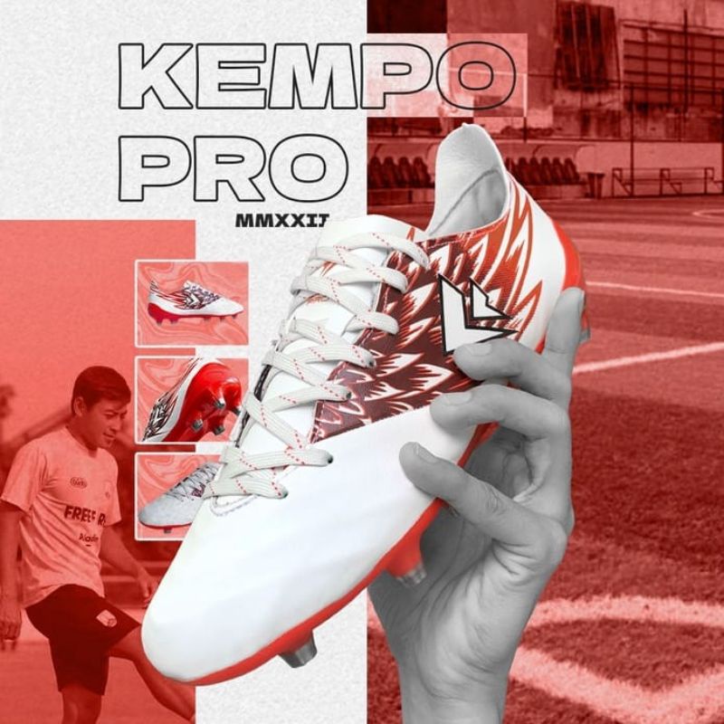 SEPATU SEPAKBOLA SEVSPO KEMPO PRO WHITE RED 100% ORIGINAL