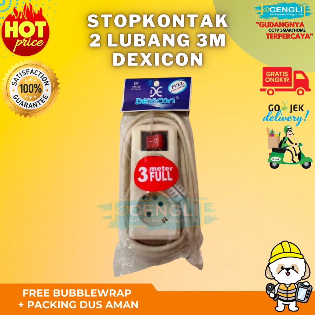 Stopkontak Dexicon 2 Lubang 3 Meter / StopKontak Plus SwItch On Off