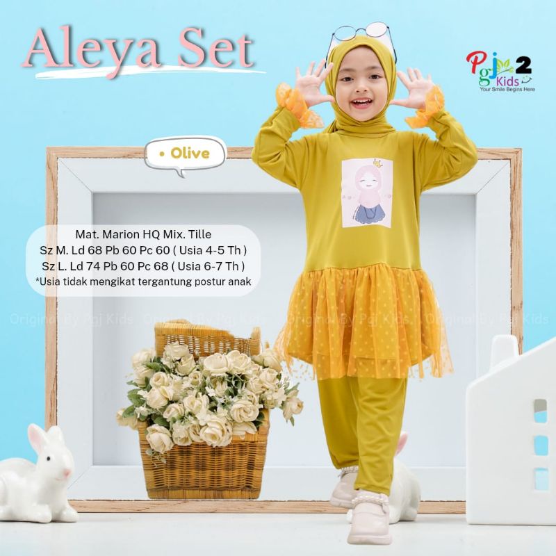 100% ORI Aleya daily set anak by PGJ Kids 2 / M L