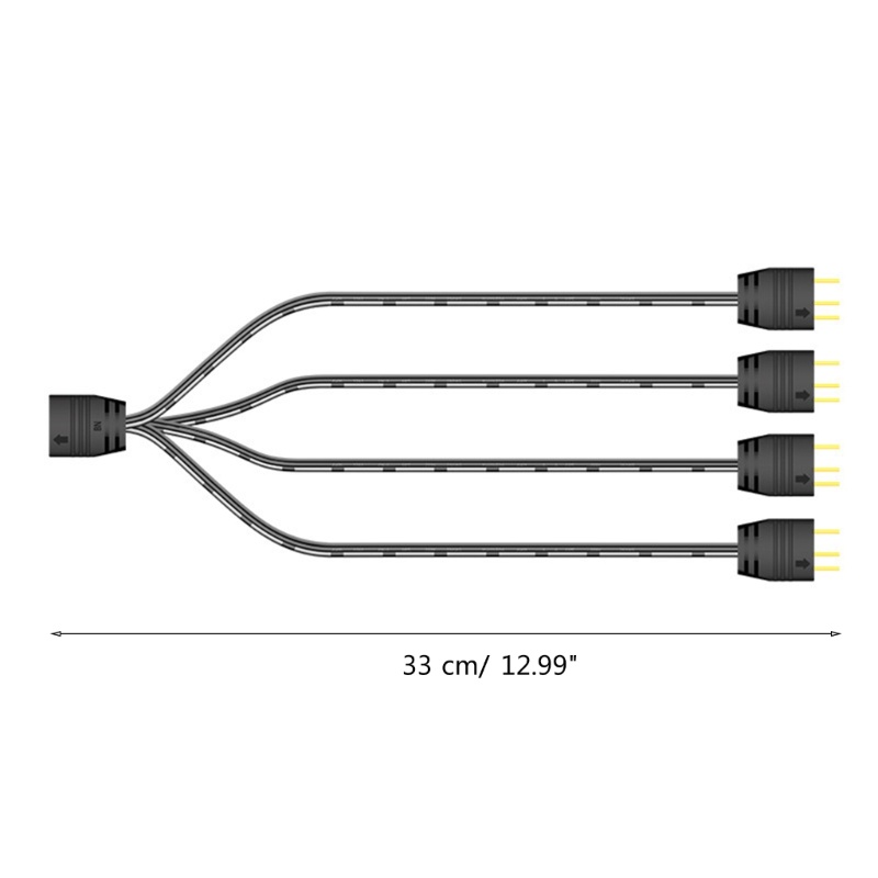 Btsg 1-ke-4 Kabel Splitter ARGB Support 5V RGB 3-pin LED Sync- Cable ARGB HUB 33CM