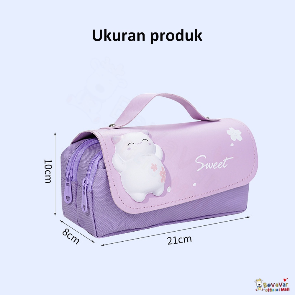 BEVAVAR Kotak Tempat Pensil Anak Dekompresi/Tempat Pensil Squishy 3D/Cute Pencil Case