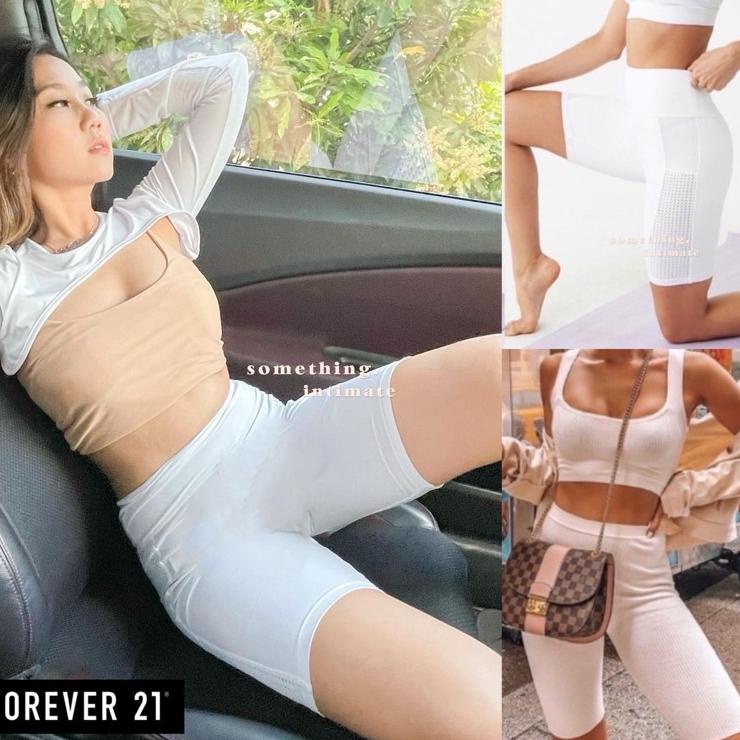 ♫ Forever 21 Active High Rise Ribbed BIKER SHORT / F21 Shorts Legging Pendek Workout Cycling Pants R