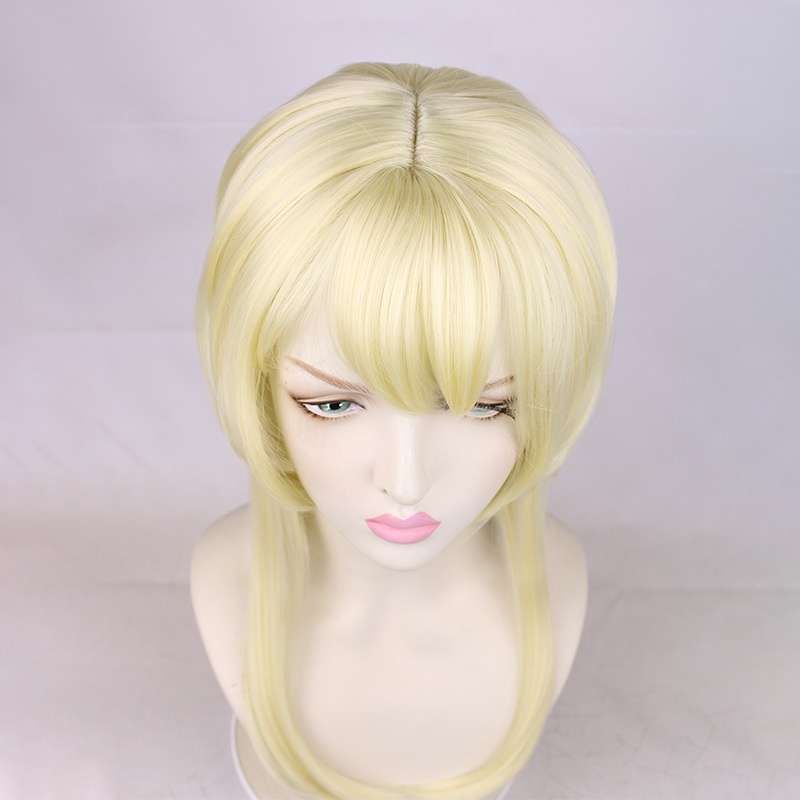 Genshin Karakter Traveller Kosong Neon cos Wig Golden Big Scalp Reverse Styling Tutup Kepala