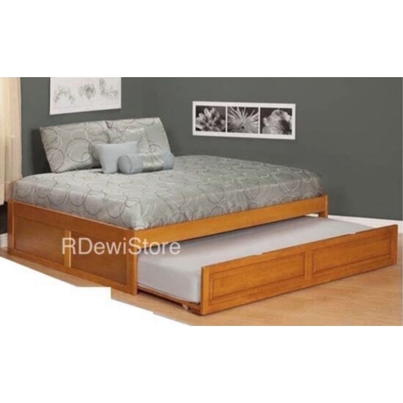 Tempat Tidur Minimalis Sorong Double Bed  #Tempat tidur anak  #Dipan laci #Tempat tidur twin bed #Te