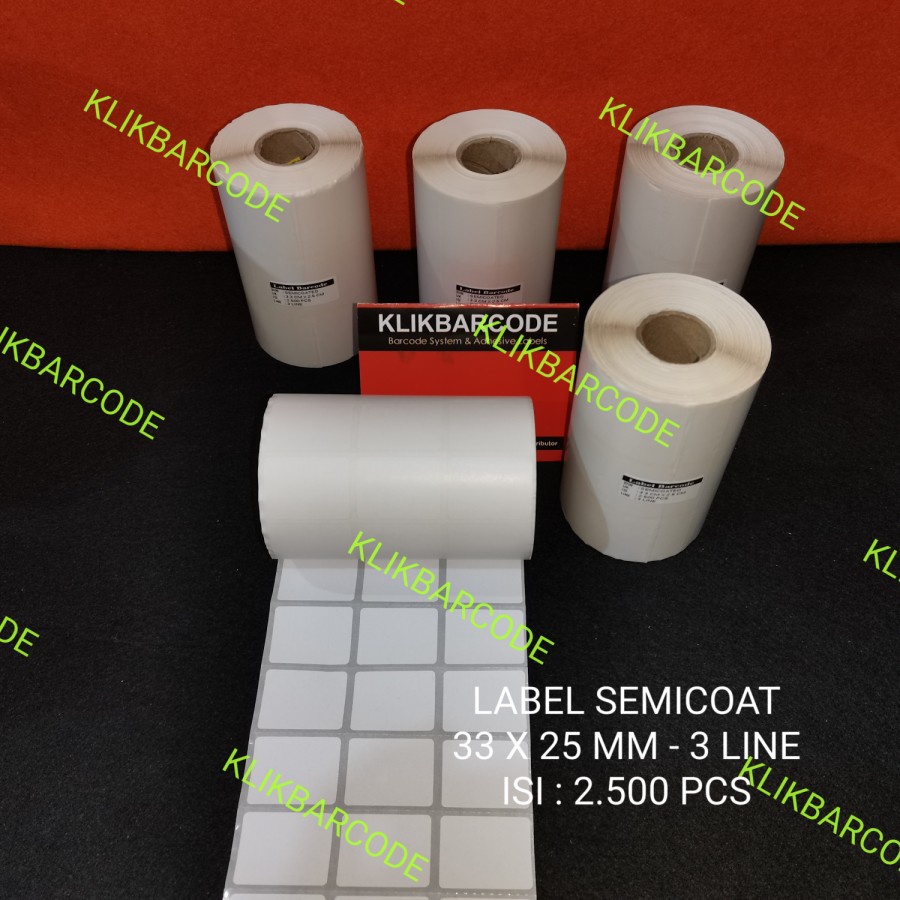 

LABEL /STICKER BARCODE 33 X 25 mm - 3 baris - HARGA Pabrik - SEMICOAT