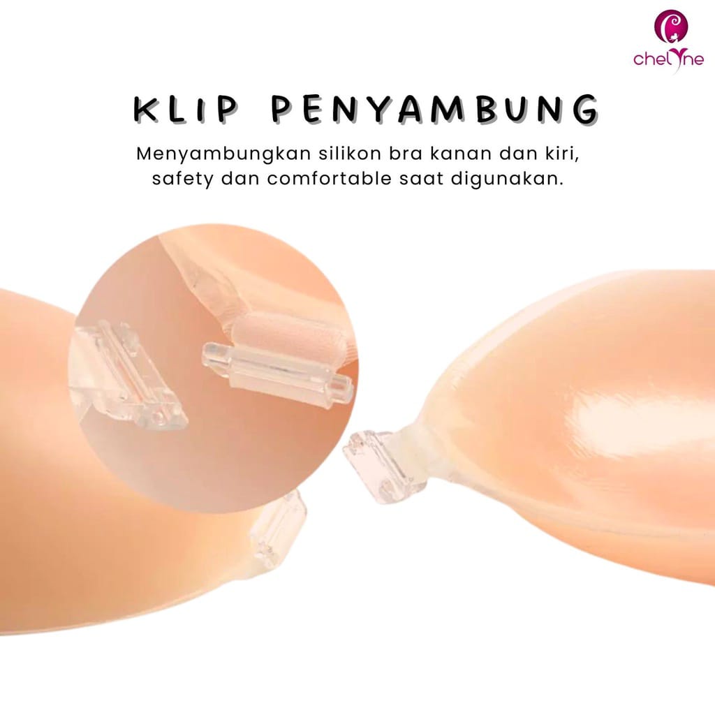 Bra Silicon Chelyne Push Up Bra P5 Dengan Box (PREMIUM) - Lem Perekat FreeBra (Termasuk Tali Transparan)