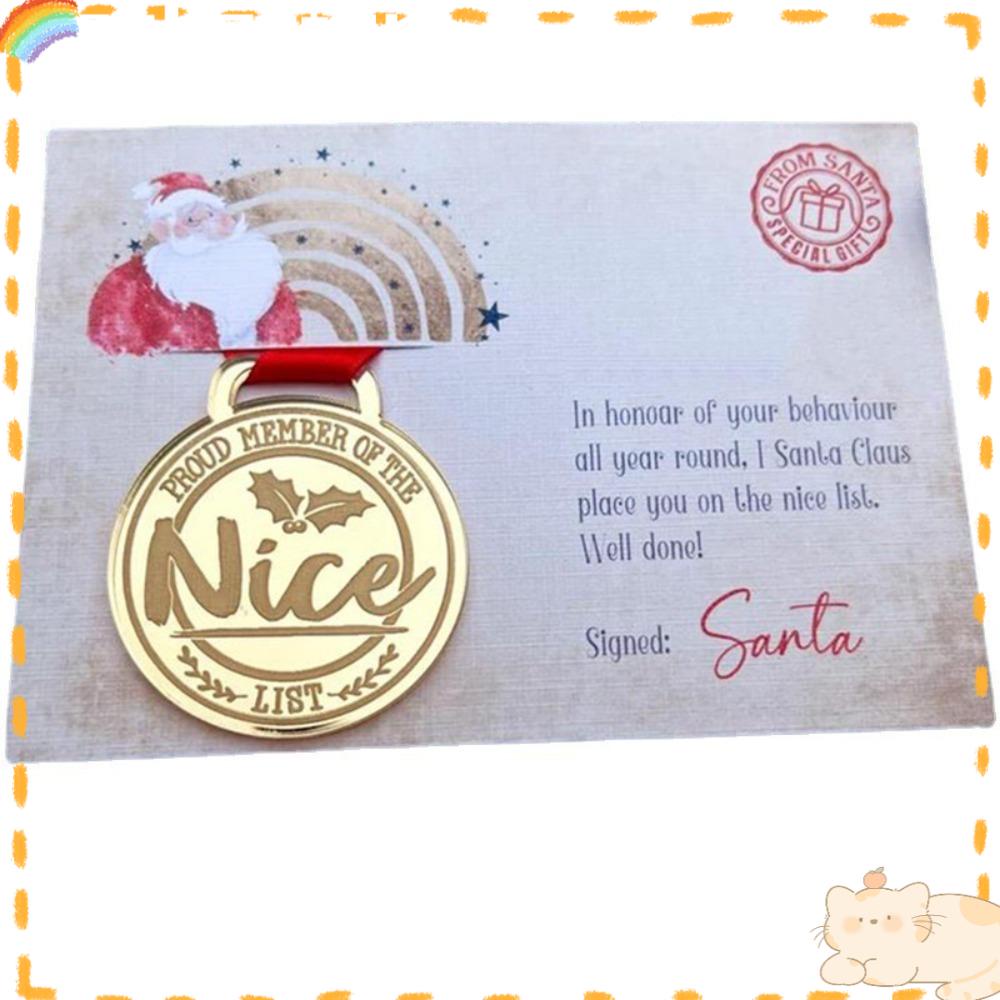 Kartu Ucapan SOLIGHTER New Nice List Medal Hias Natal