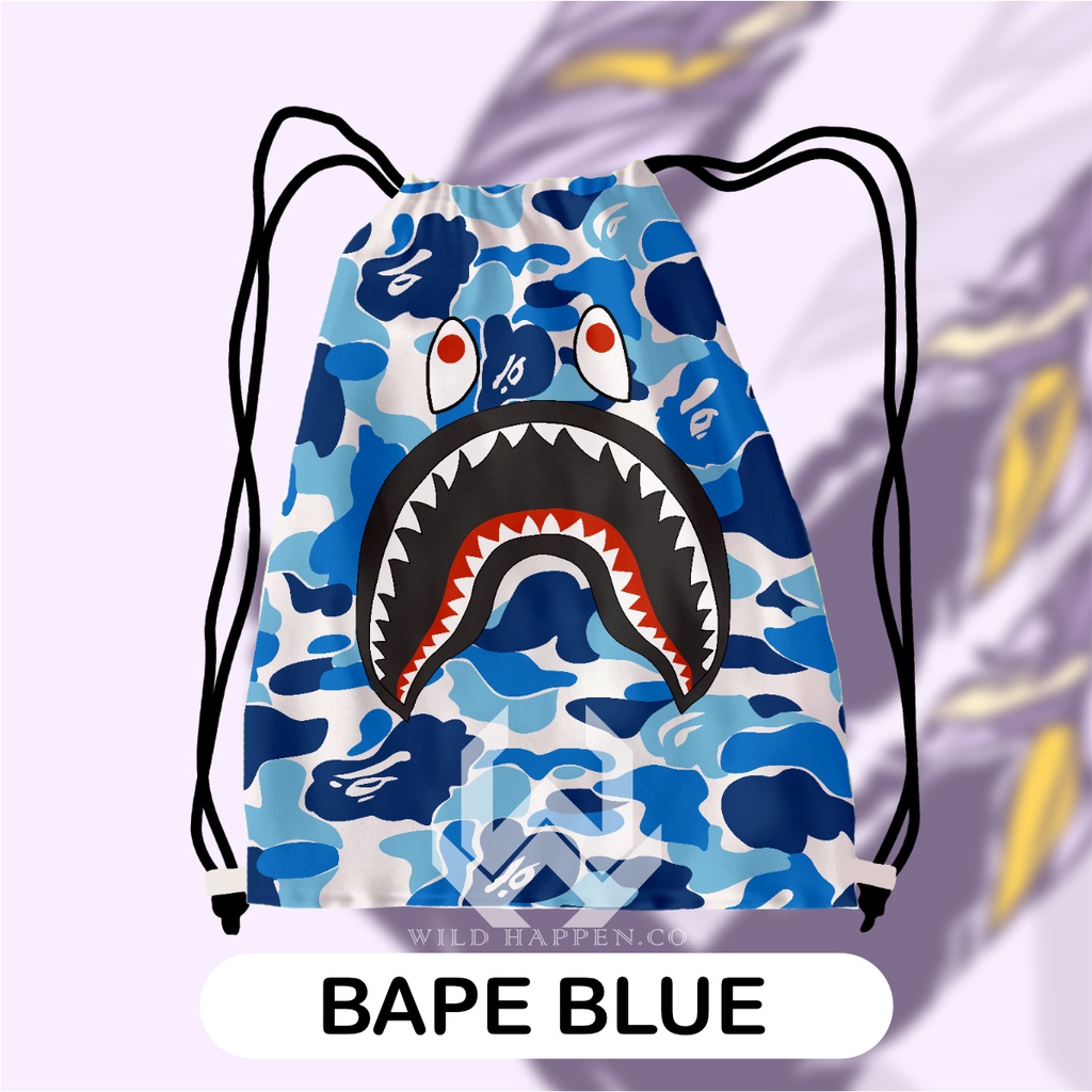 Tas Serut / String Bag Full Print Bape Blue