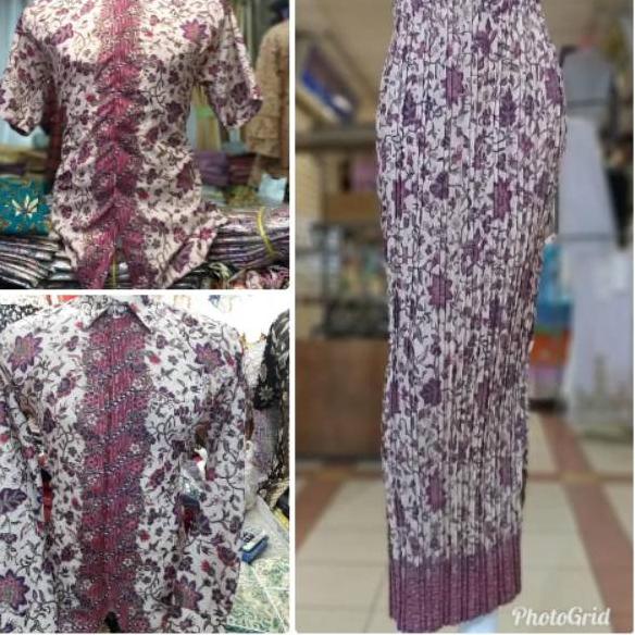 ➮ COUPLE BATIK / ROK PLISKET / ROK DUYUNG / ROK LILIT MOTIF BUNGA TANJUNG PINK ➢