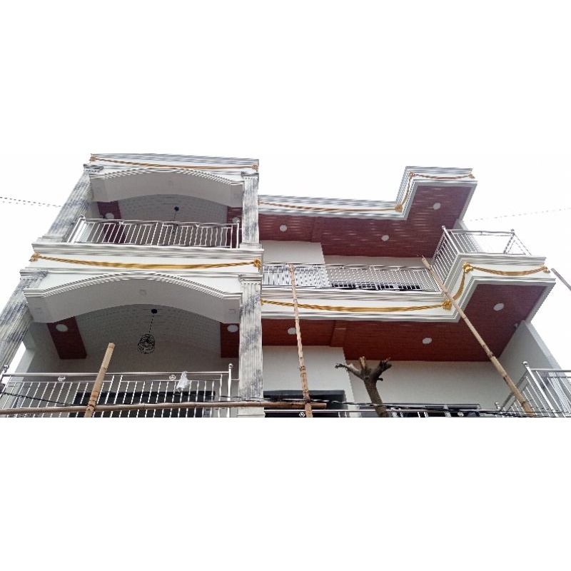 Plafon PVC KB2014 Putih motif kayu + natt silver