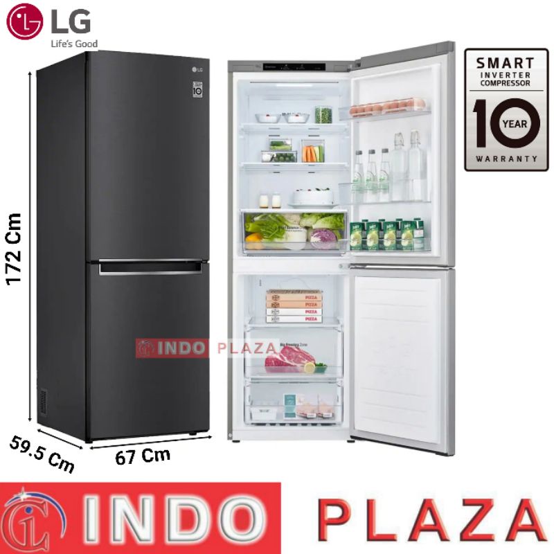 KULKAS LG BOTTOM FREEZER GCB-369NQRM / NLRM SMART INVERTER 305 Liter