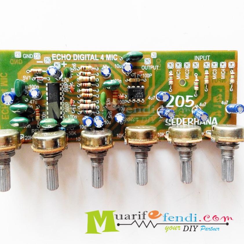 Terlaris KIT Echo Eco Effect efek digital PT2399 4558 reverb 4 mic mixer SEDERHANA