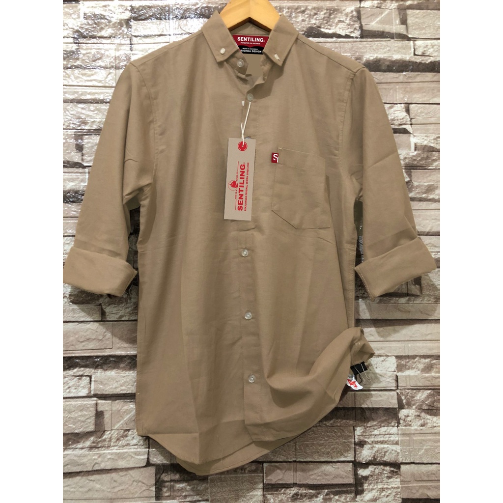 Terwuwu kemeja panjang pria cowok gatlemen cowok biru navy dongker polos formal kantor Real pick-Mocca