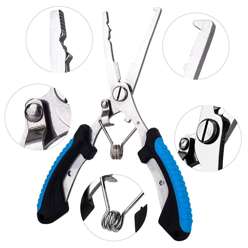 3warna Gagang Karet Tahan Air Asin Alat Pancing Aksesoris Memancing Multifungsi Baru2023Tang Pancing Stainless Steel Kepang Pemotong Split Ring Tang Hook Remover