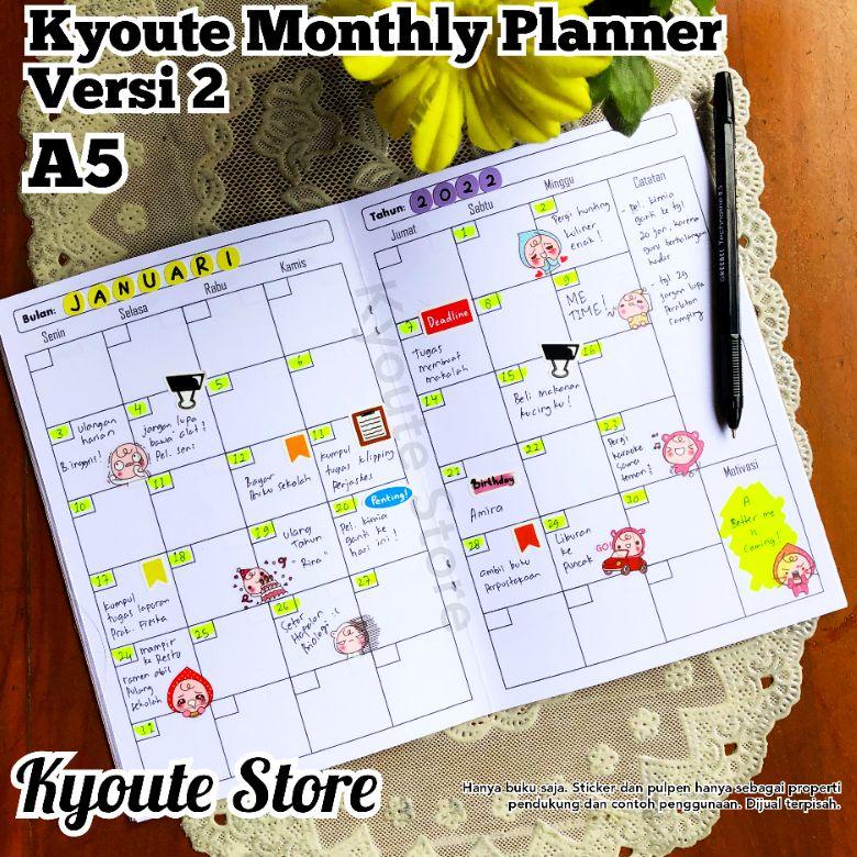 

Miliki Buku Monthly Planner Simple A5 Versi 2 & 1 Kyoute Catatan Agenda Schedule Kegiatan Event Rencana Bulanan List To Do / Planner Book Universal 46