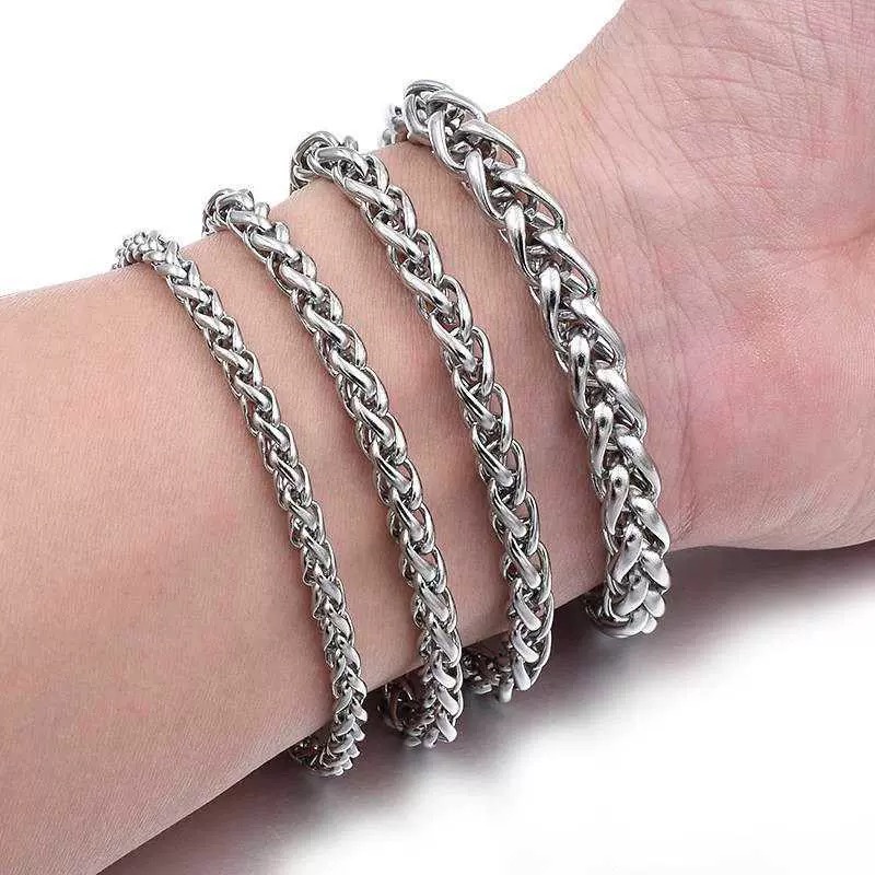 Gelang Rantai Bahan Titanium Stainless Steel Desain Keranjang Bunga Gaya Hip Hop Korea Untuk Pria Dan Wanita