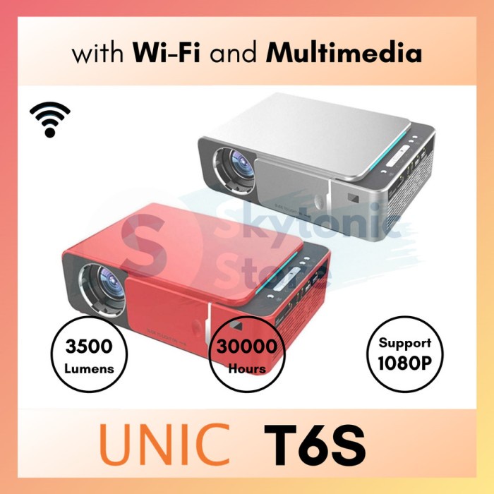 

[[JNT COD]] Proyektor Mini UNIC T6S 3500 Lumens Wireless Mirroring Display - T6S