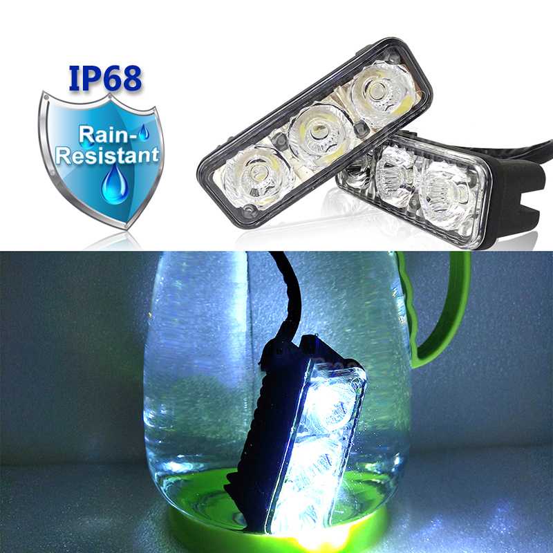 Lampu Mobil DRL Headlight LED Car Light Daytime Waterproof 3LED 1 Pair - HT7 Fog Lamp