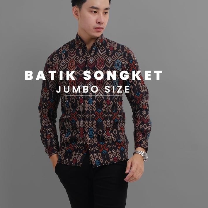 ✮ DGM Fashion Kemeja Batik pria jumbo lengan panjang batik pria jumbo batik pria big size ✫