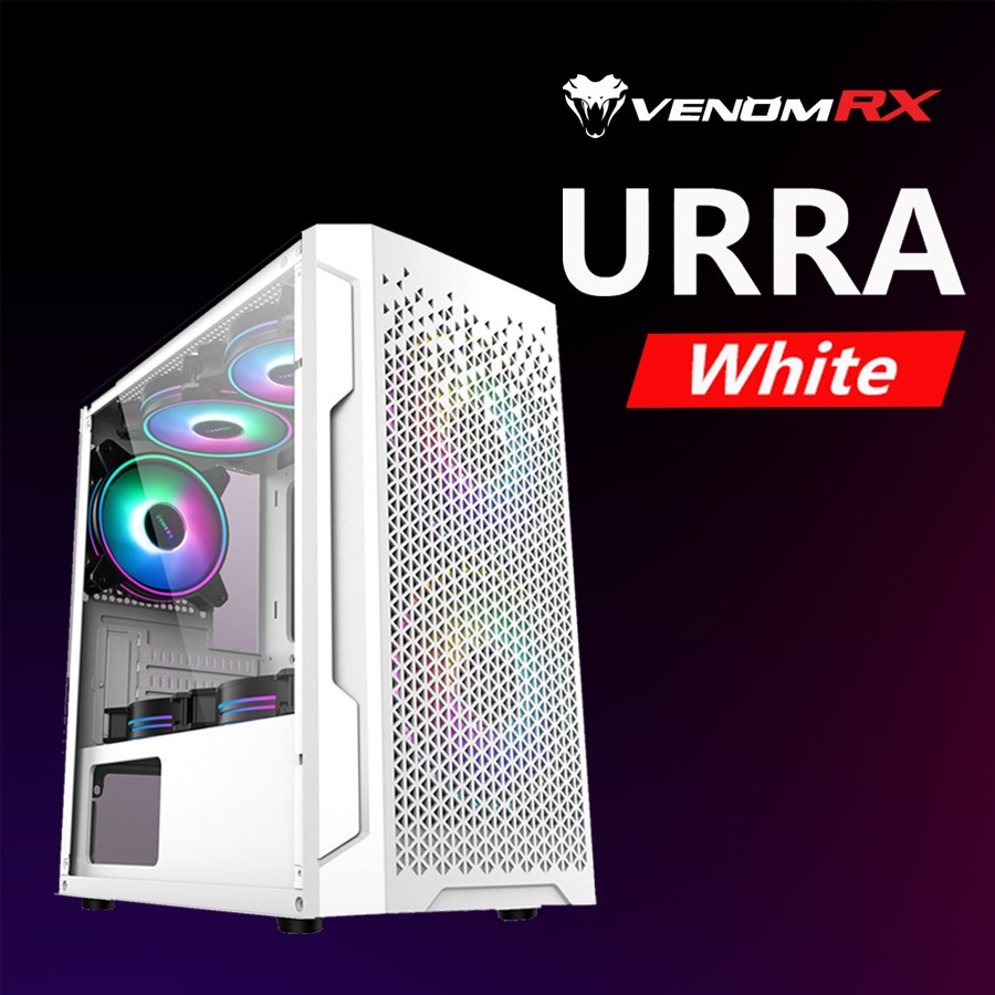 Venomrx URRA White + 2 Fan ARGB Micro ATX Casing PC