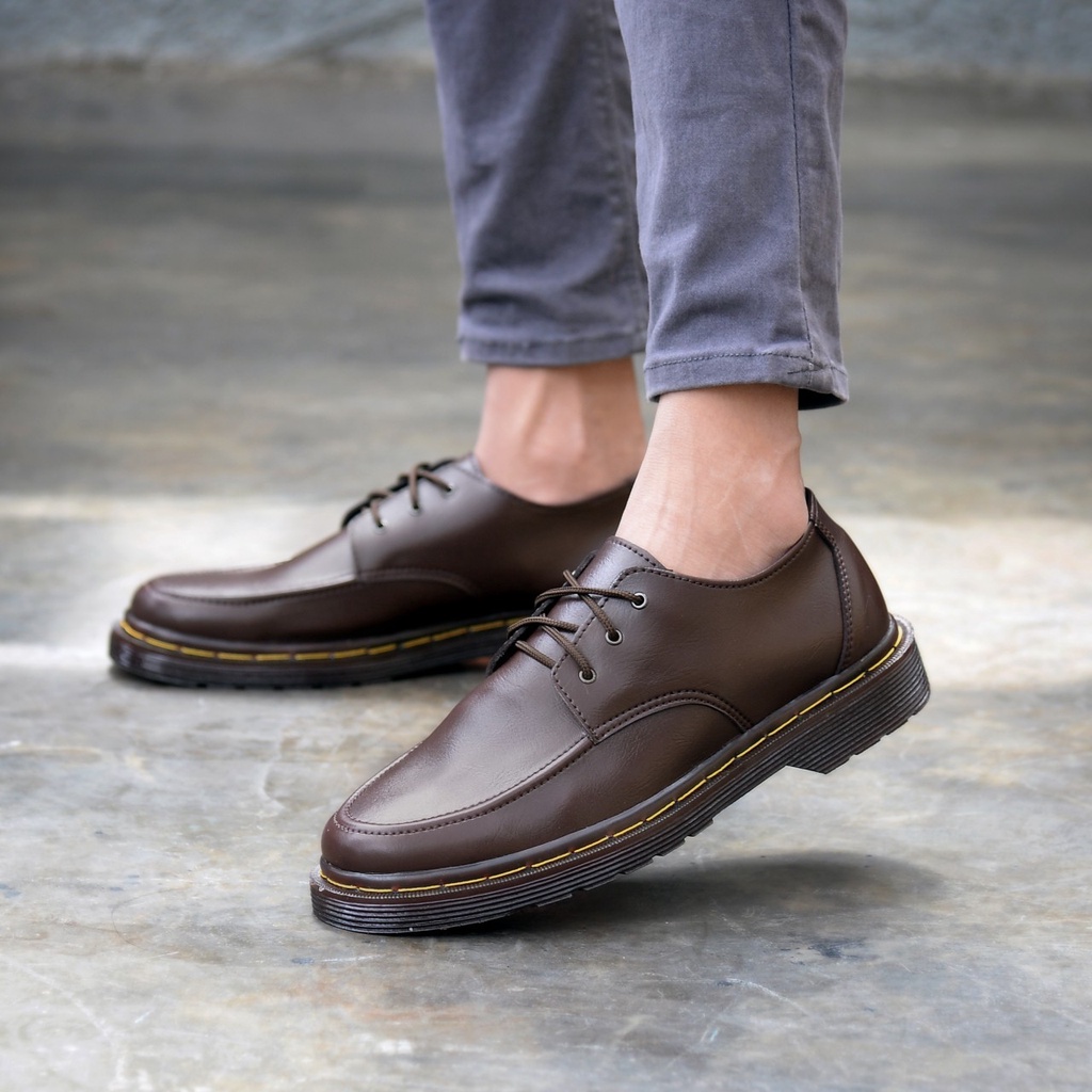 RIONZ PORTO SERIES - SepatuFormal Pantofel Pria Resmi Formal Tali Hitam Coklat Kulit PU Original Brown Black Kantor Kuliah Casual Gereja Pesta Kondangan Nikahan Kerja Perkantoran PNS Guru Gaya Trendy Kekinian Terlaris Murah