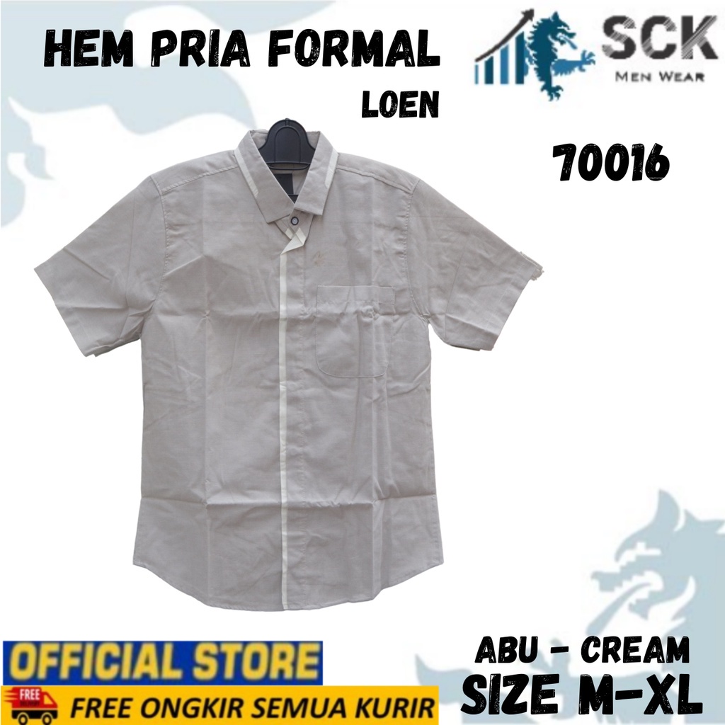 Kemeja Lengan PENDEK LOEN 70016 Pria ABG Remaja / Hem Kerja Kantor / Pakaian Formal Cowok - sckmenwear GROSIR