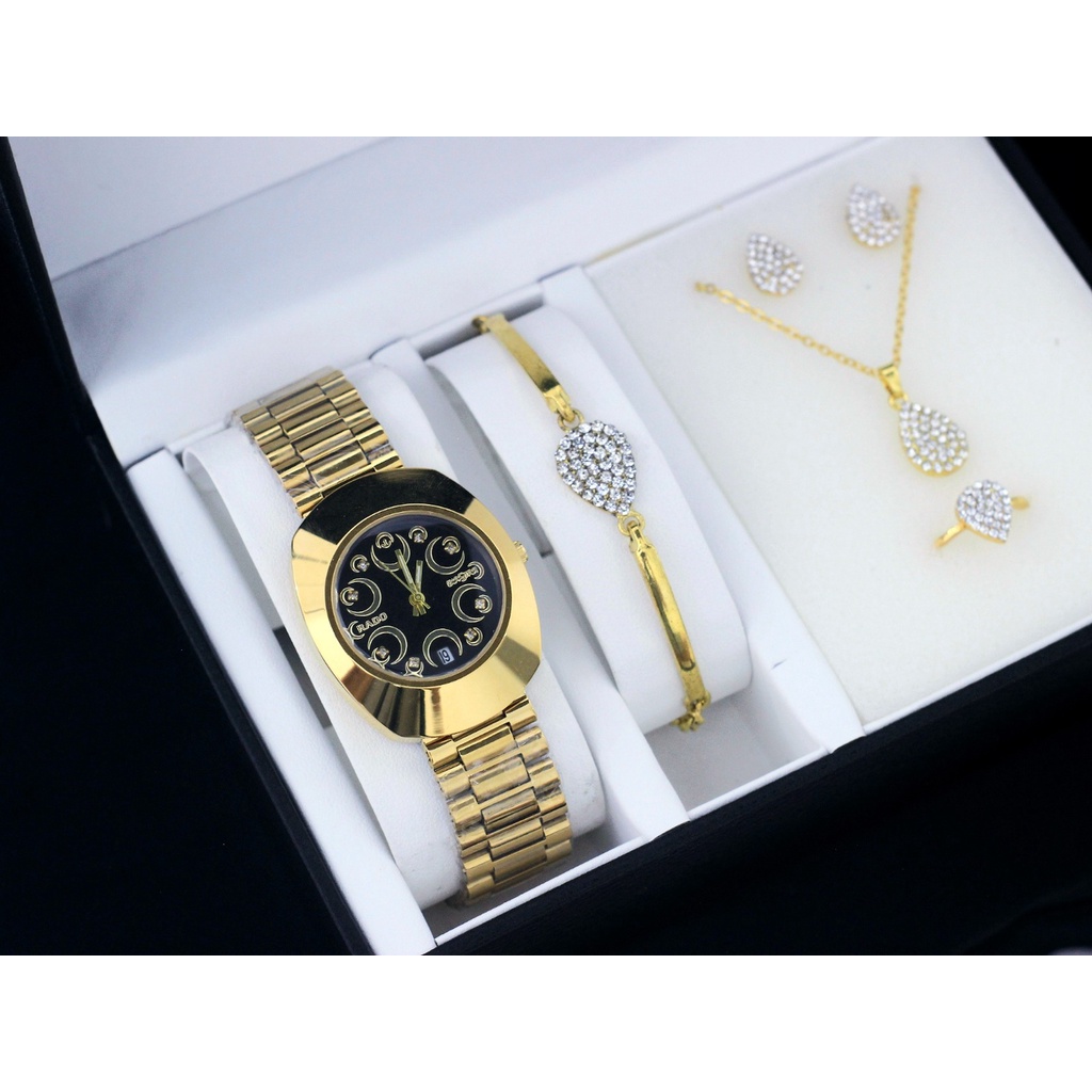 Jam Tangan Wanita Fashion W31155K Tali Rantai Tanggal Aktif Free Aksesoris Box &amp; Baterai Cadangan