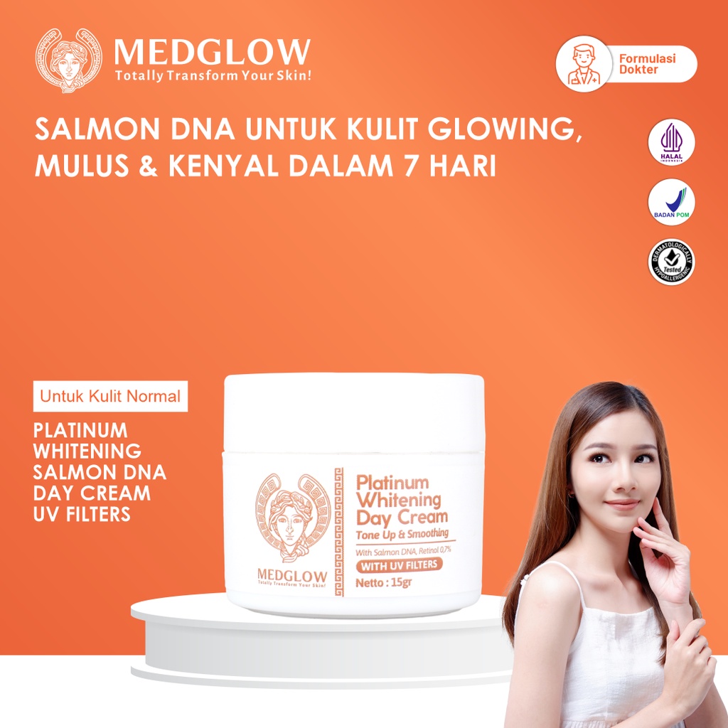MEDGLOW CLINIC PLATINUM BRIGHTENING PDRN SALMON DNA DAY CREAM & NIGHT CREAM  | Skincare Krim Pagi Ma
