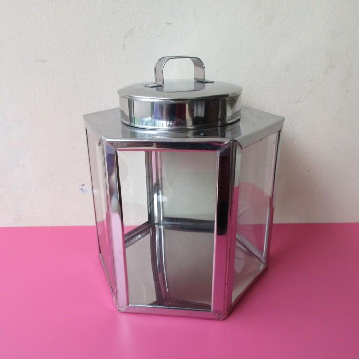 Kaleng Stainless Segienam/Kaleng Kaca/Kaleng Krupuk/Souvenir 15X18 059