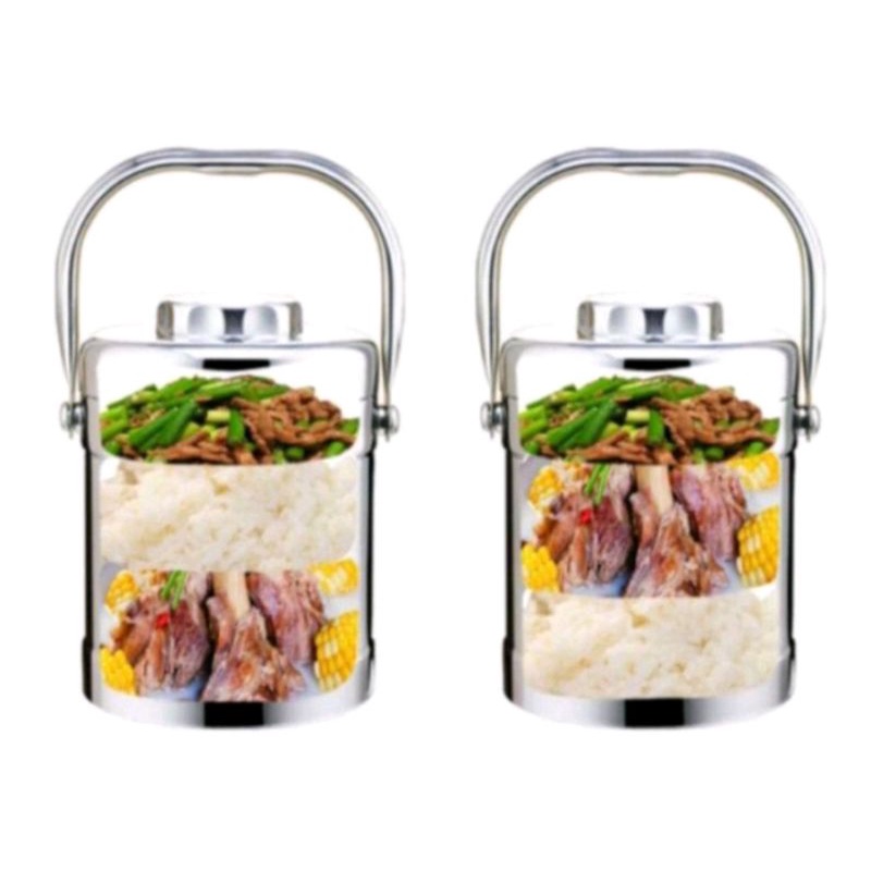 Rantang stainless stell 2,2 liter / handle cooker double layer / tempat nasi stainless anti tumpah / tempat bekal stainless 1,4 liter 2,2 liter / rantang bakso soto / rantang stainless 3 lapis