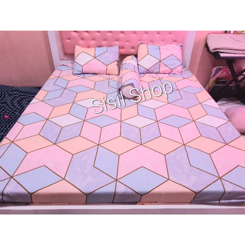 Sprei Motif Aestetic Marble Peach Ukuran No1 180x200 dan No3 120x200